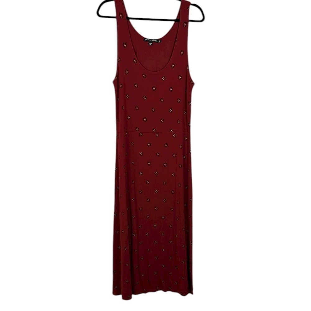 Gudrun Sjoden Floral Casual Modal Sleeveless Lightweight Maxi Dress Medium Red